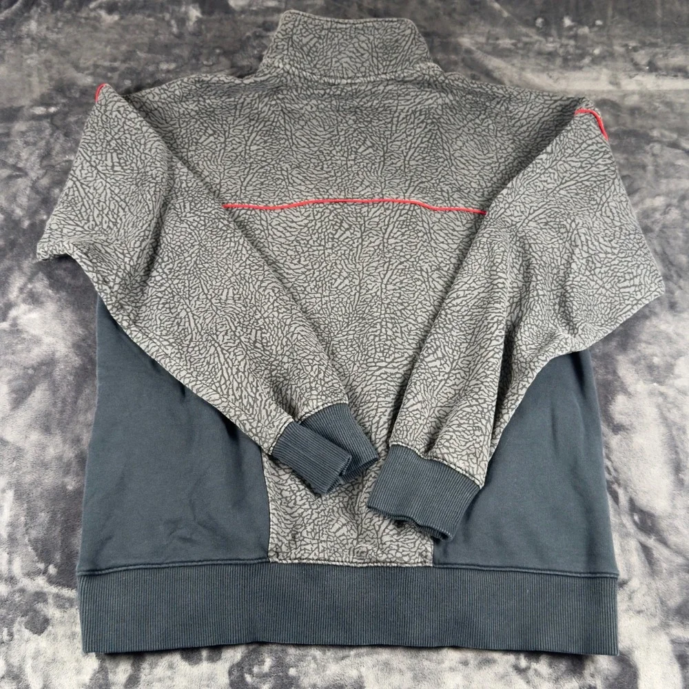 Jordan Quarter Zip‎ Sweatshirt Mens XL Grey Black Elephant Print Pullover C-1144